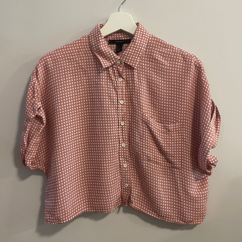 Forever 21 Checked Cropped Button Down
